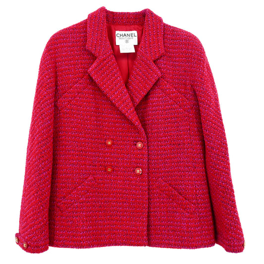 Chanel 1995 Double Breasted Jacket Red #38