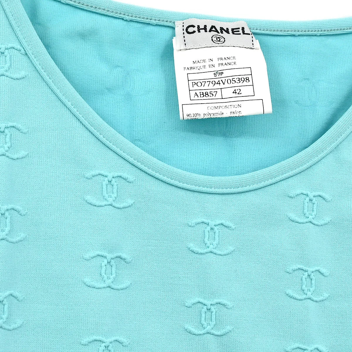 Chanel Cropped T-shirt Top Light Blue #42