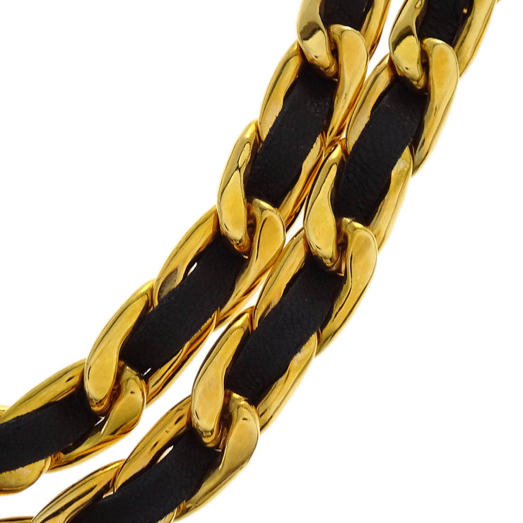Chanel Gold Black Medallion Chain Belt 96P Small Good