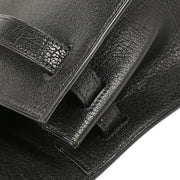 Hermes 2001 Black Coromandel Kelly 35 Sellier 2way Shoulder Handbag