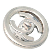 Chanel Turnlock Button Earrings Clip-On Silver 97P