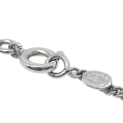 Chanel CC Chain Necklace Silver White 06V