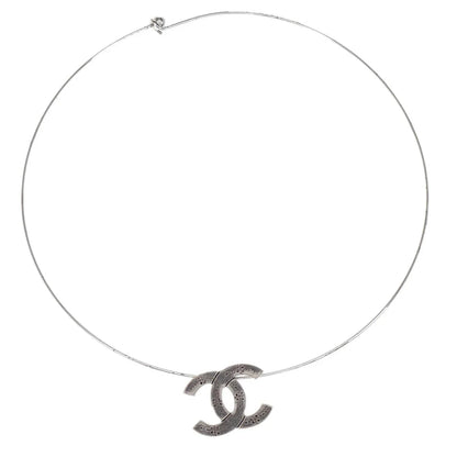 Chanel CC Necklace Pendant Silver 03P