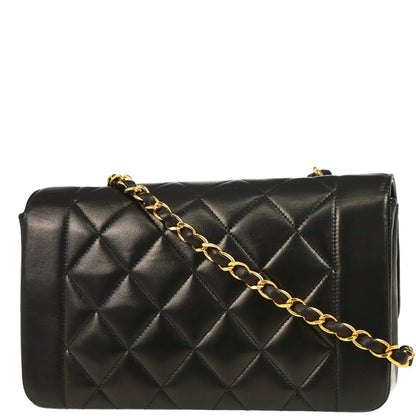 Chanel 1994-1996 Black Lambskin Small Diana Shoulder Bag