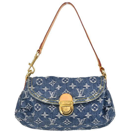 Louis Vuitton 2005 Blue Monogram Denim Mini Pleaty Handbag M95050