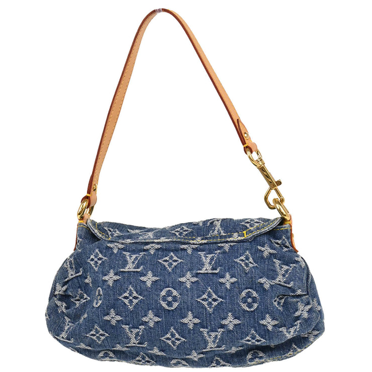Louis Vuitton 2005 Blue Monogram Denim Mini Pleaty Handbag M95050