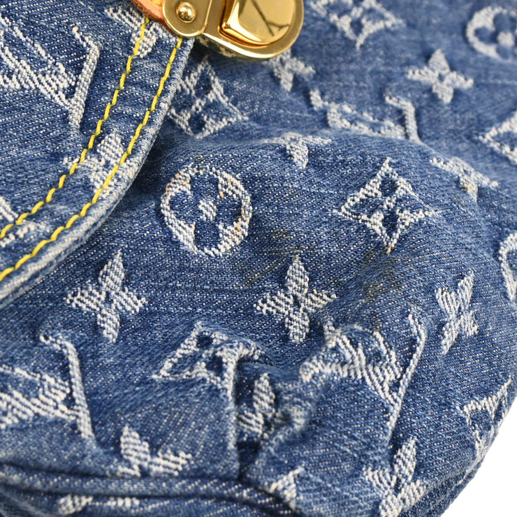 Louis Vuitton 2005 Blue Monogram Denim Mini Pleaty Handbag M95050