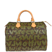 Louis Vuitton 2001 Khaki Monogram Graffiti Speedy 30 Handbag M92194