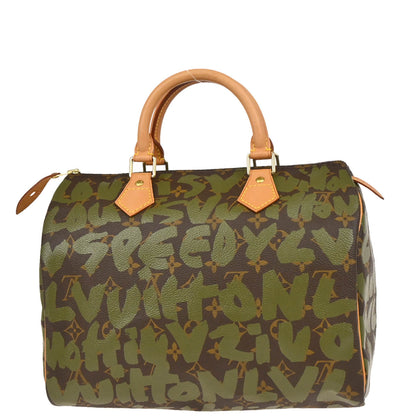 Louis Vuitton 2001 Khaki Monogram Graffiti Speedy 30 Handbag M92194