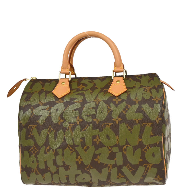Louis Vuitton 2001 Khaki Monogram Graffiti Speedy 30 Handbag M92194