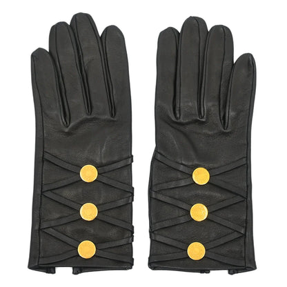 Hermes Black Leather Gloves #6