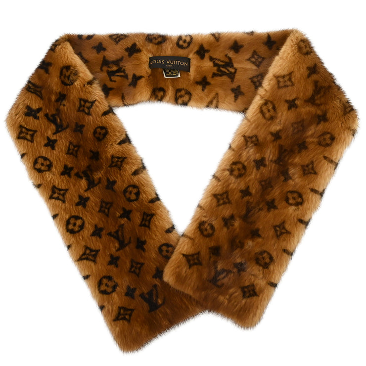 Louis Vuitton * Escharp Fur Stole Shawl Small Good