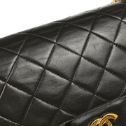Chanel 1991-1994 Black Lambskin Small Classic Double Flap Shoulder Bag