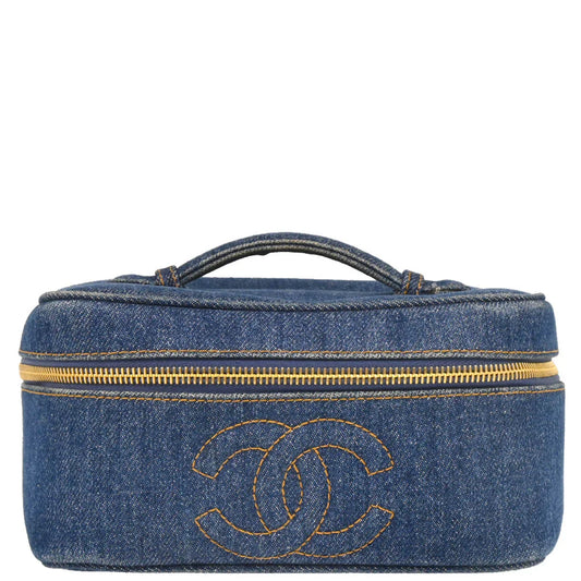 Chanel 1996-1997 Blue Denim Vanity Handbag