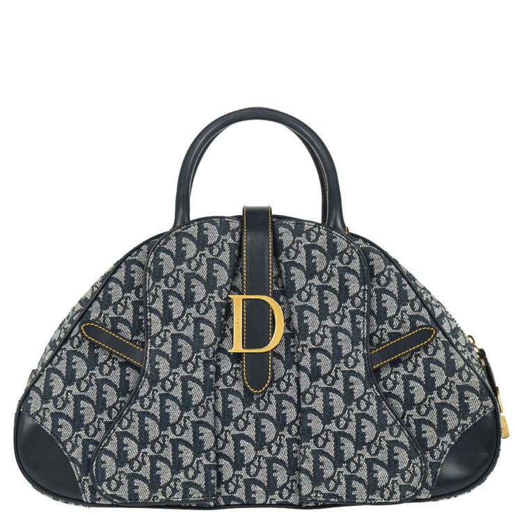 Christian Dior 2002 Navy Double Saddle Trotter Handbag