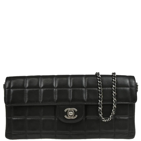 Chanel 2000-2001 Black Lambskin East West Choco Bar Shoulder Bag