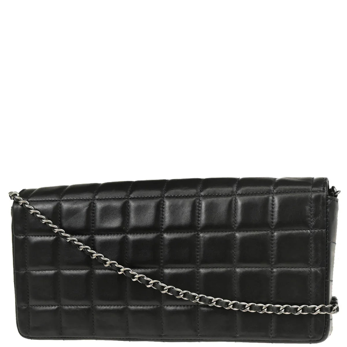 Chanel 2000-2001 Black Lambskin East West Choco Bar Shoulder Bag