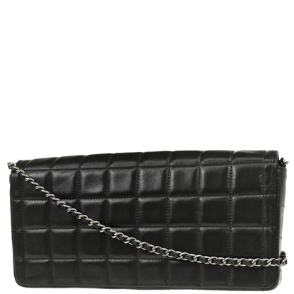 Chanel 2000-2001 Black Lambskin East West Choco Bar Shoulder Bag