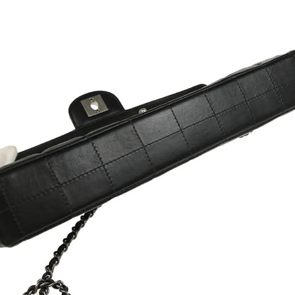 Chanel 2000-2001 Black Lambskin East West Choco Bar Shoulder Bag