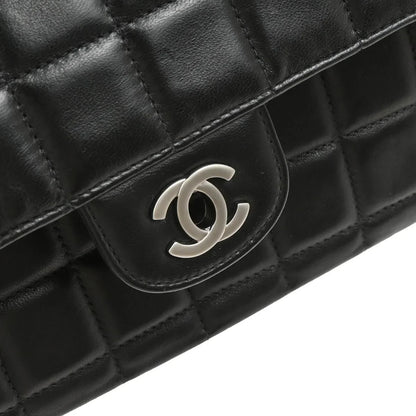 Chanel 2000-2001 Black Lambskin East West Choco Bar Shoulder Bag