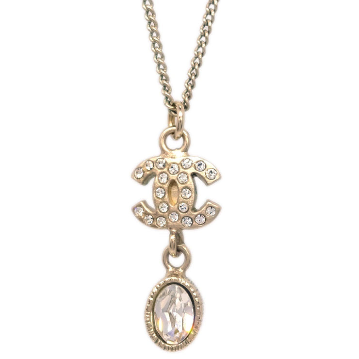 Chanel Pendant Necklace Gold Rhinestone 09A