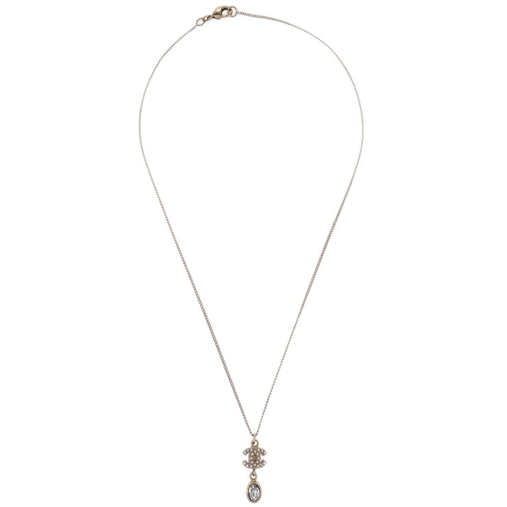 Chanel Pendant Necklace Gold Rhinestone 09A