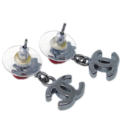 Chanel CC Silver Dangle Piercing Earrings 06P