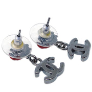 Chanel CC Silver Dangle Piercing Earrings 06P