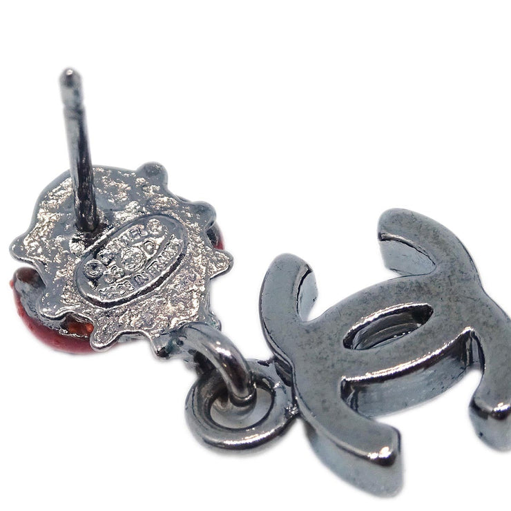 Chanel CC Silver Dangle Piercing Earrings 06P
