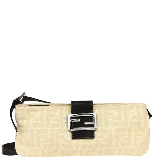 Fendi 2000 Ivory Zucca Shoulder Bag