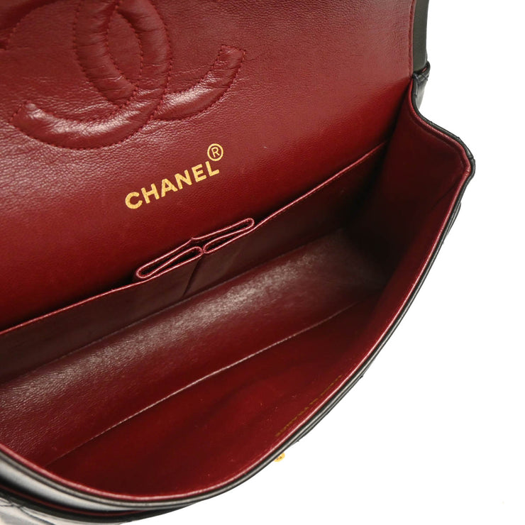Chanel 1991-1994 Black Lambskin Medium Classic Double Flap Shoulder Bag