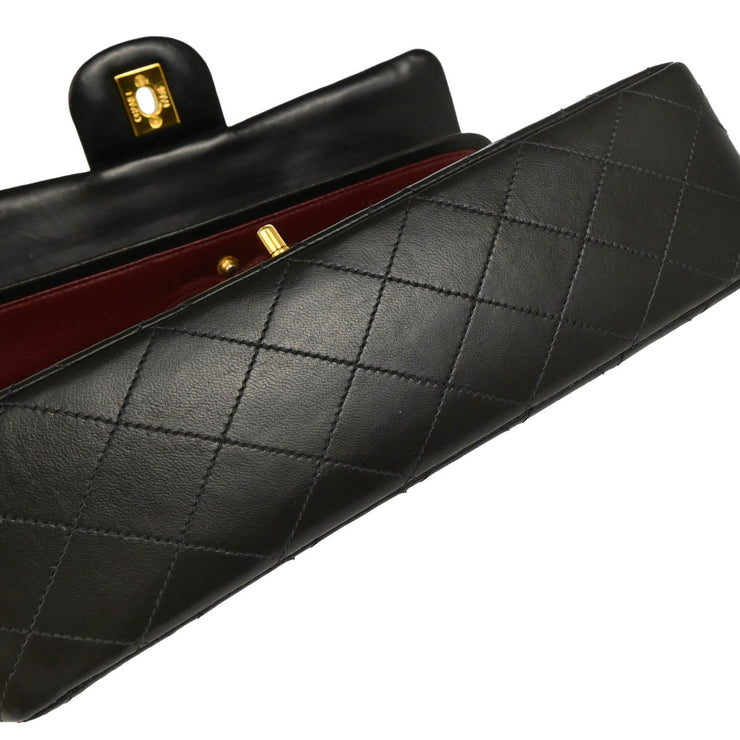 Chanel 1991-1994 Black Lambskin Medium Classic Double Flap Shoulder Bag