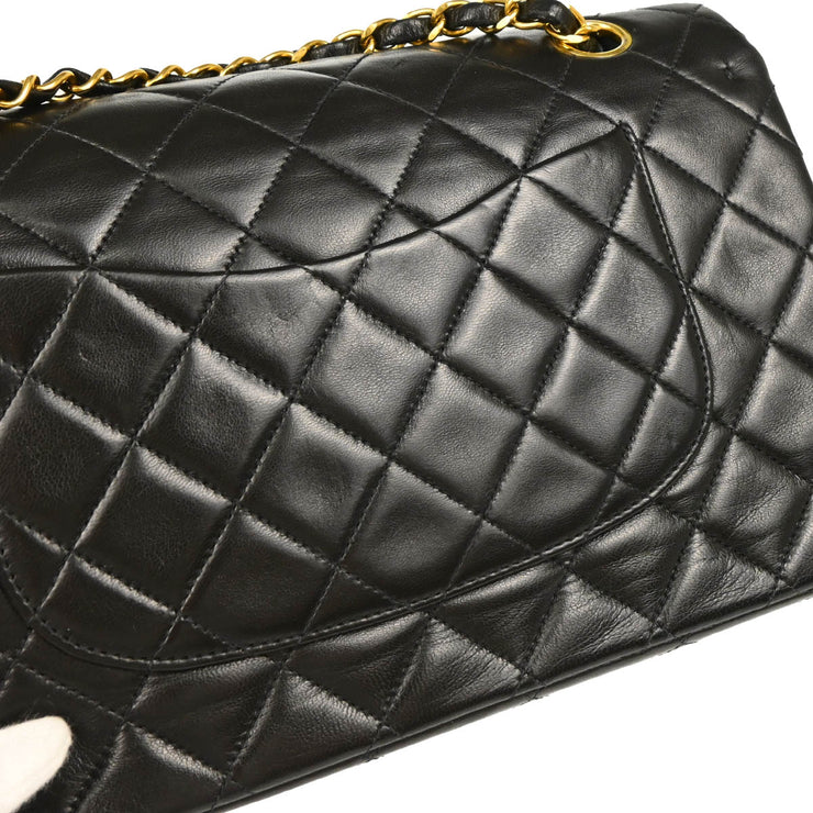Chanel 1991-1994 Black Lambskin Medium Classic Double Flap Shoulder Bag