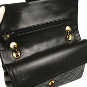Chanel 1991-1994 Black Lambskin Medium Classic Double Flap Shoulder Bag