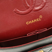 Chanel 1991-1994 Black Lambskin Medium Classic Double Flap Shoulder Bag