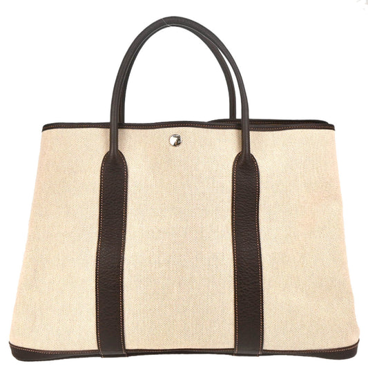 Hermes 2005 Beige Toile H Garden Party MM Tote Handbag