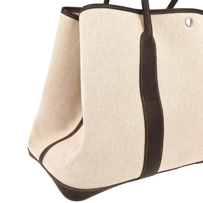 Hermes 2005 Beige Toile H Garden Party MM Tote Handbag