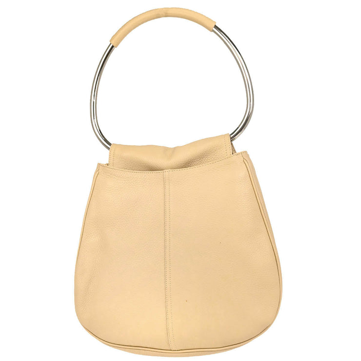 Prada Beige Leather Vitello Daino Ring Handbag