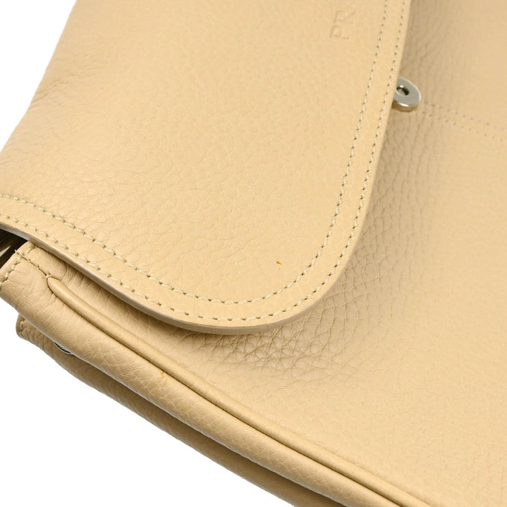 Prada Beige Leather Vitello Daino Ring Handbag