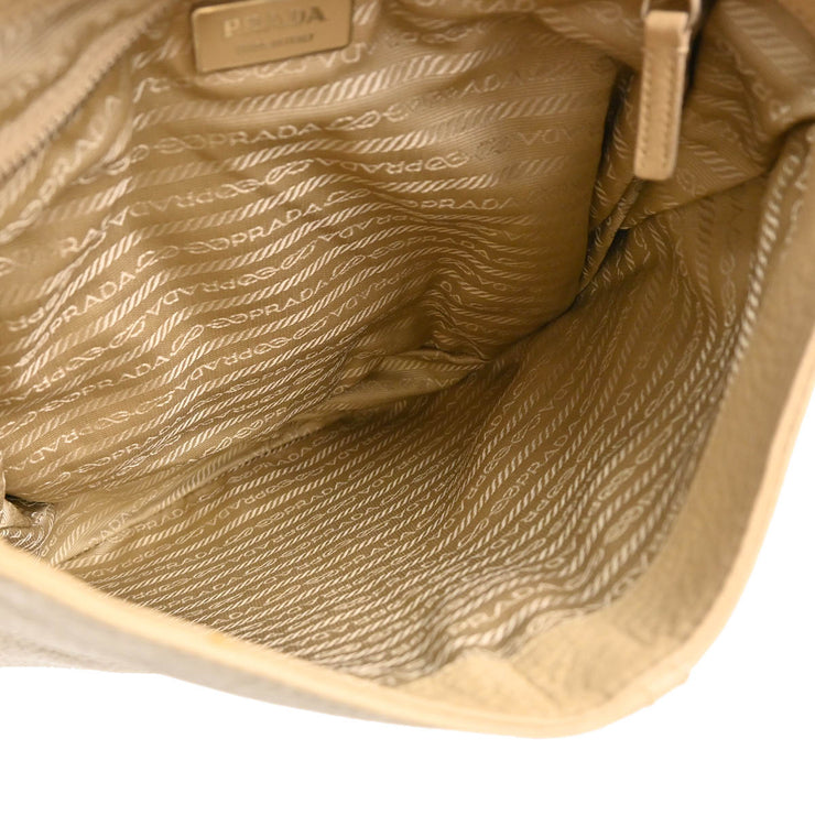 Prada Beige Leather Vitello Daino Ring Handbag
