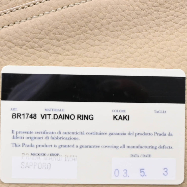 Prada Beige Leather Vitello Daino Ring Handbag
