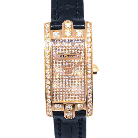 Harry Winston * 332LQR Avenue C Mini Quartz Watch 18KPG Diamond