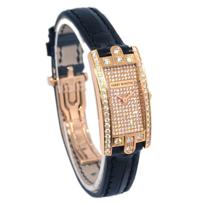 Harry Winston * 332LQR Avenue C Mini Quartz Watch 18KPG Diamond