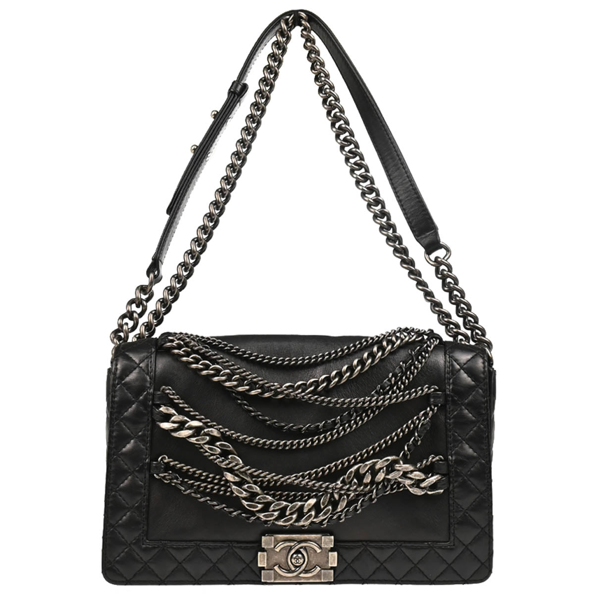 Boy Reverso Chanel 2013-2014 Black Lambskin New-Medium Shoulder Bag