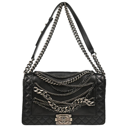 Boy Reverso Chanel 2013-2014 Black Lambskin New-Medium Shoulder Bag