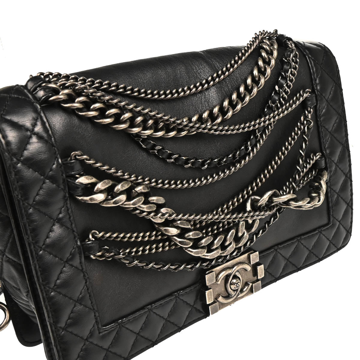 Boy Reverso Chanel 2013-2014 Black Lambskin New-Medium Shoulder Bag