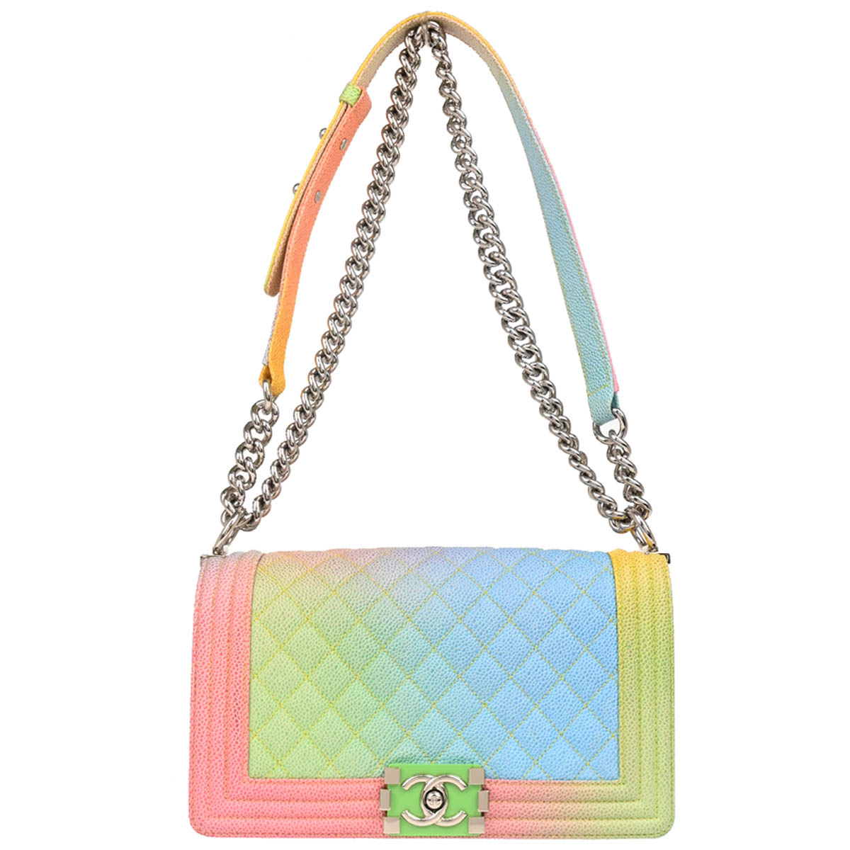 Boy Chanel 2017 Pastel Rainbow Calfskin Medium Shoulder Bag