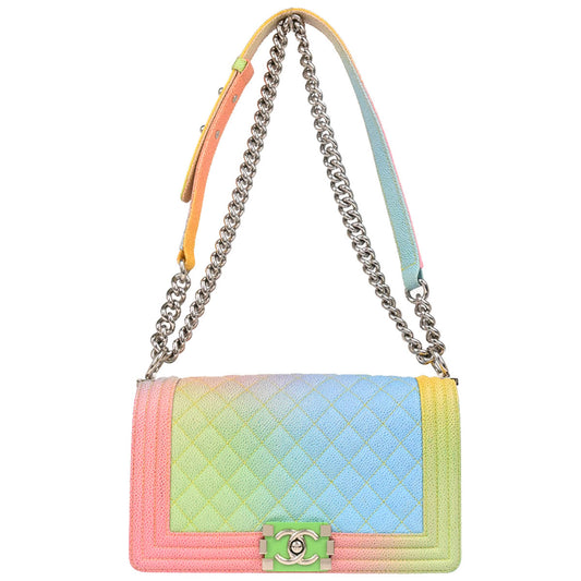 Boy Chanel 2017 Pastel Rainbow Calfskin Medium Shoulder Bag