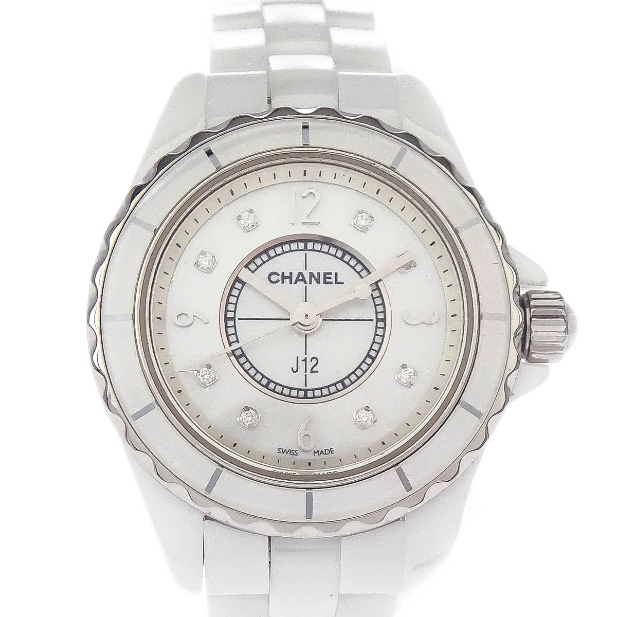 Chanel J12 29mm Quartz Watch Ceramic SS Diamond Shell