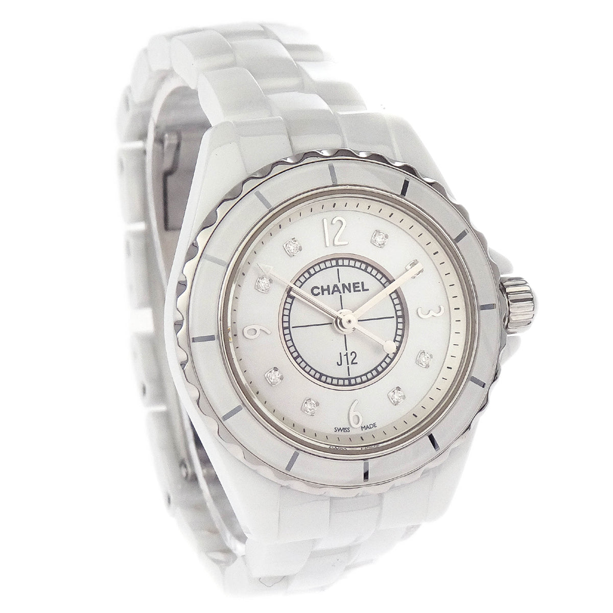 Chanel J12 29mm Quartz Watch Ceramic SS Diamond Shell